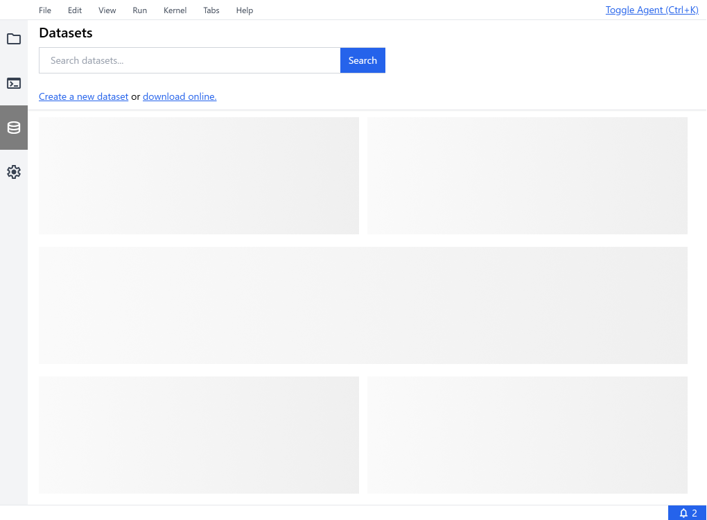 Centralized datasets section.